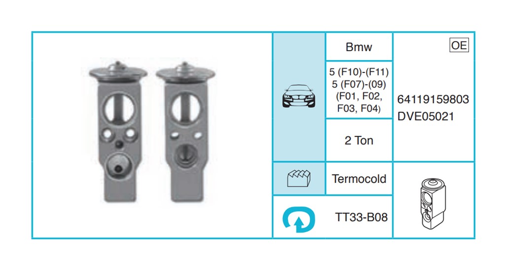 BMW 5 (F10)-(F11) 5 (F07)-(09) (F01, F02, F03, F04) Expansion Valf TT33-B08