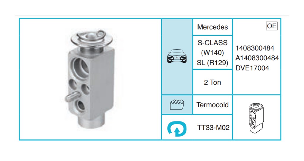 MERCEDES S-CLASS (W140) SL (R129) Ekspansiyon Valf TT33-M02