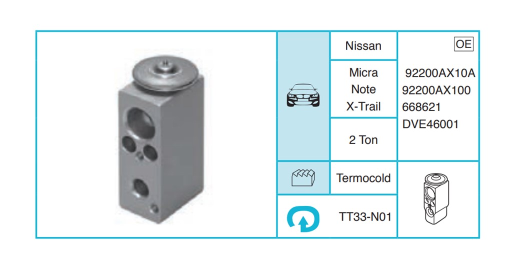 NISSAN Micra Note X-Trail Expansion Valf TT33-N01