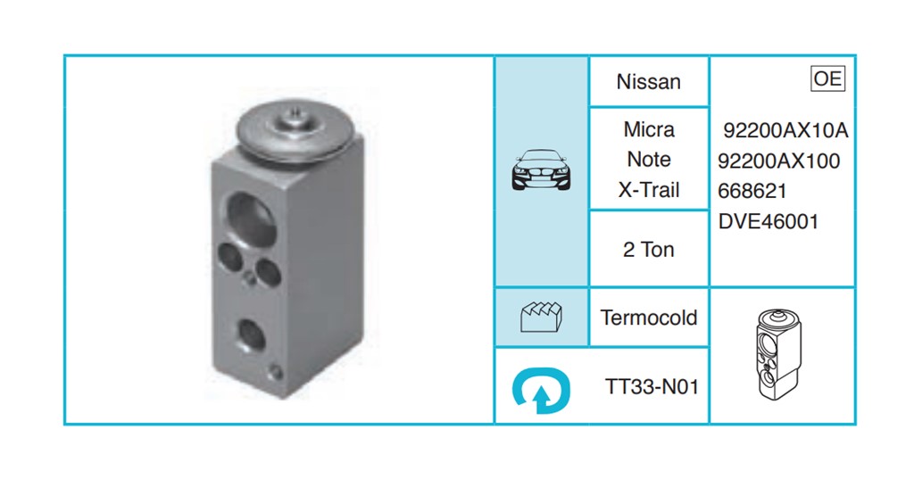 NISSAN Micra Note X-Trail Ekspansiyon Valf TT33-N01