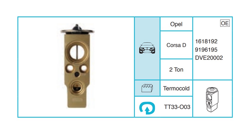 OPEL Corsa D Ekspansiyon Valf TT33-O03