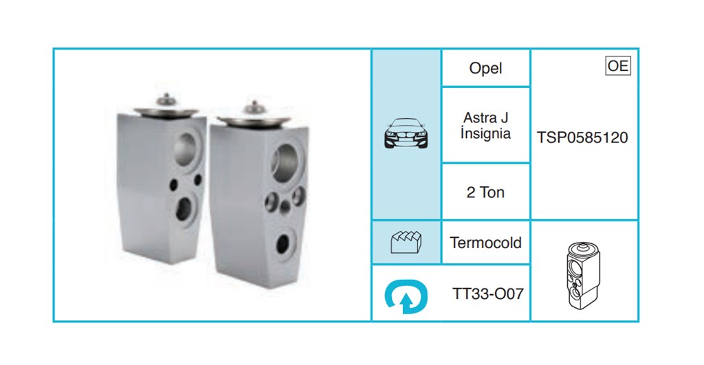 OPEL Astra J İnsignia Expansion Valf TT33-O07