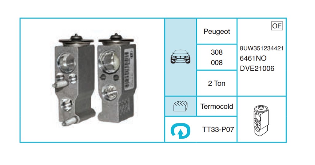 PEUGEOT 308 008 Expansion Valf TT33-P07