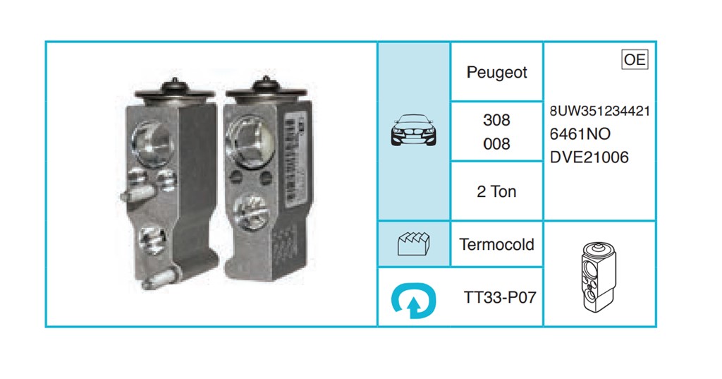 PEUGEOT 308 008 Ekspansiyon Valf TT33-P07