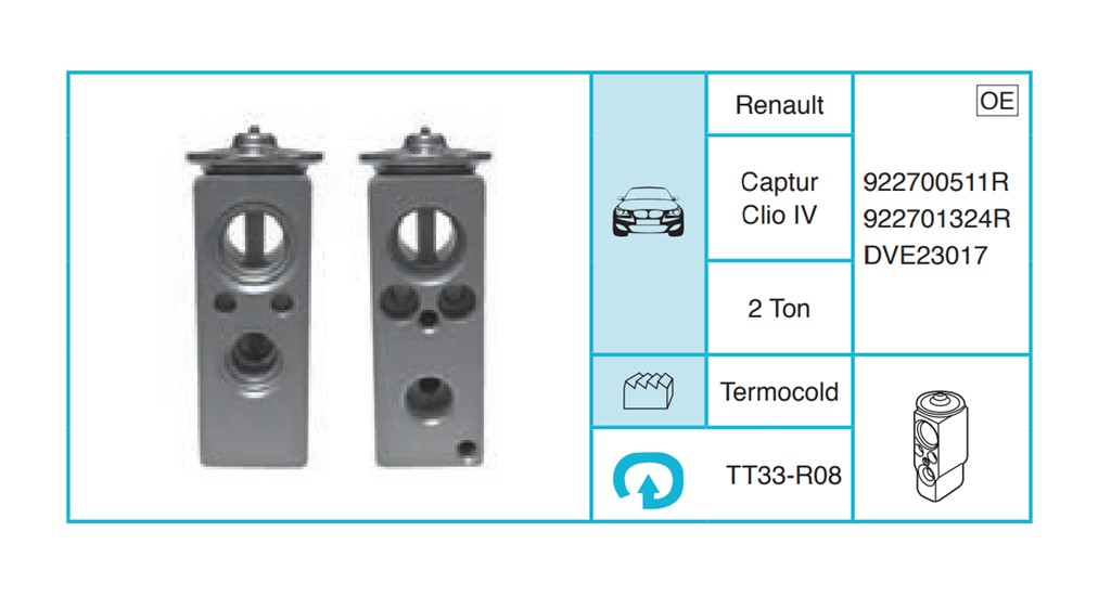 RENAULT Captur Clio IV Expansion Valf TT33-R08