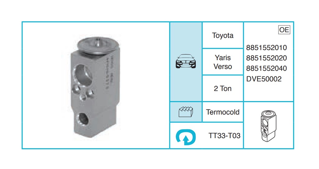 TOYOTA Yaris Verso Ekspansiyon Valf 8851552020