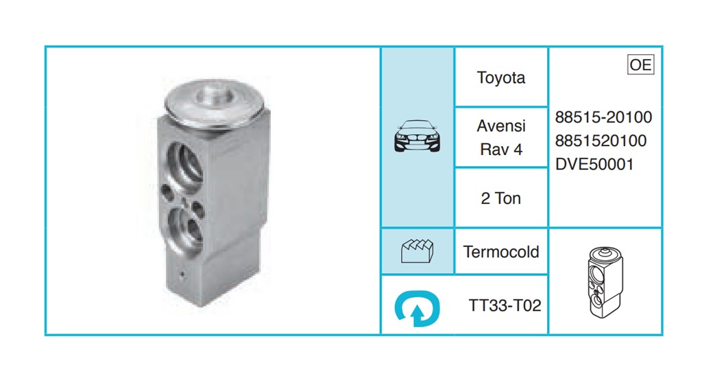 TOYOTA Avensis Rav 4 Expansion Valf TT33-T02
