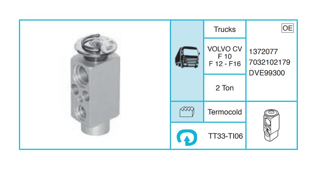 VOLVO TRUCK CV F 10 F 12 - F16 Expansion Valf TT33-TI06