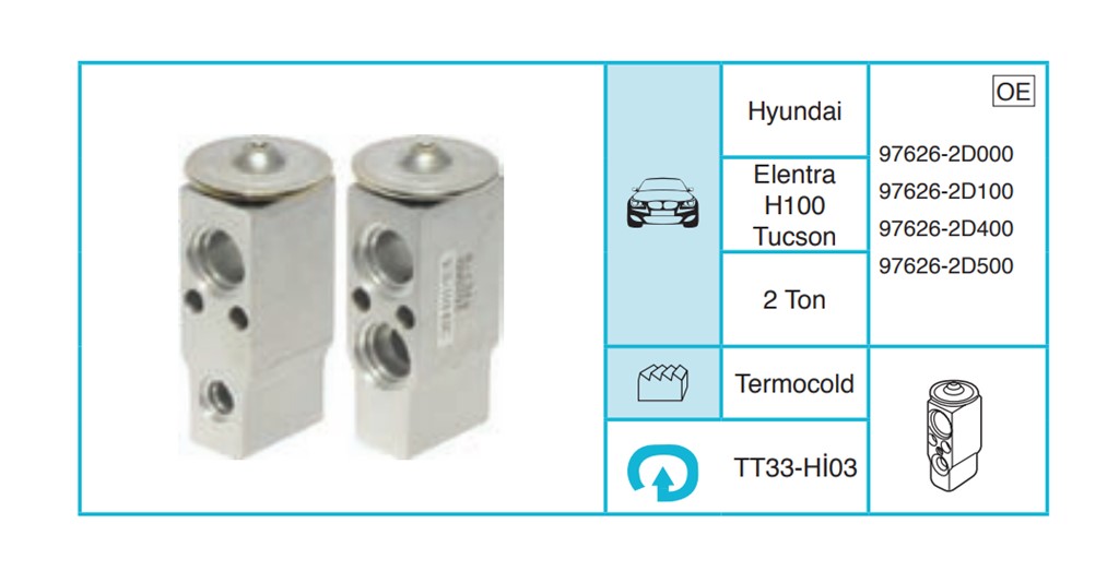 HYUNDAI Elentra H100 Tucson Expansion Valf TT33-Hİ03