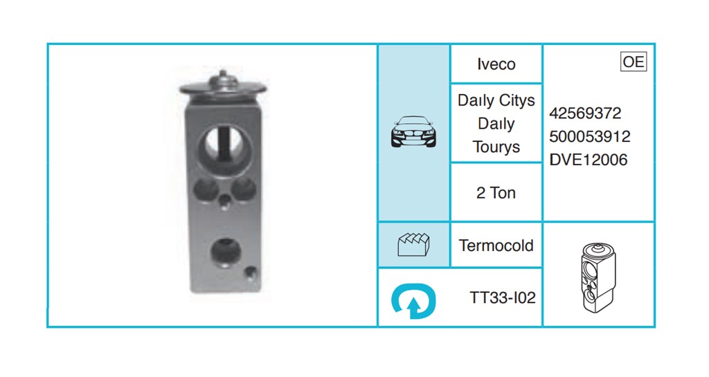 IVECO Daıly Citys Daıly Tourys Expansion Valf TT33-I02