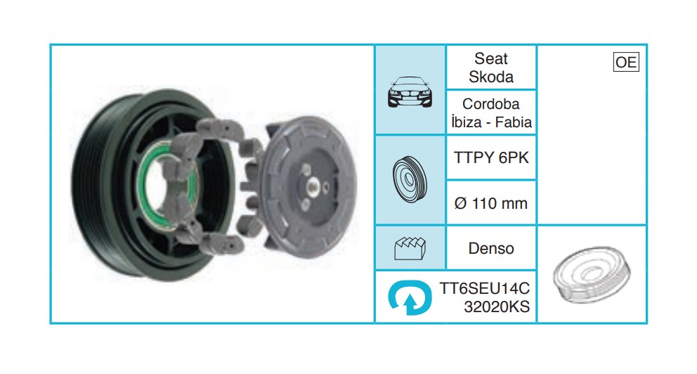 SKODA Fabia Kasnak Seti TT6SEU14C32020KS