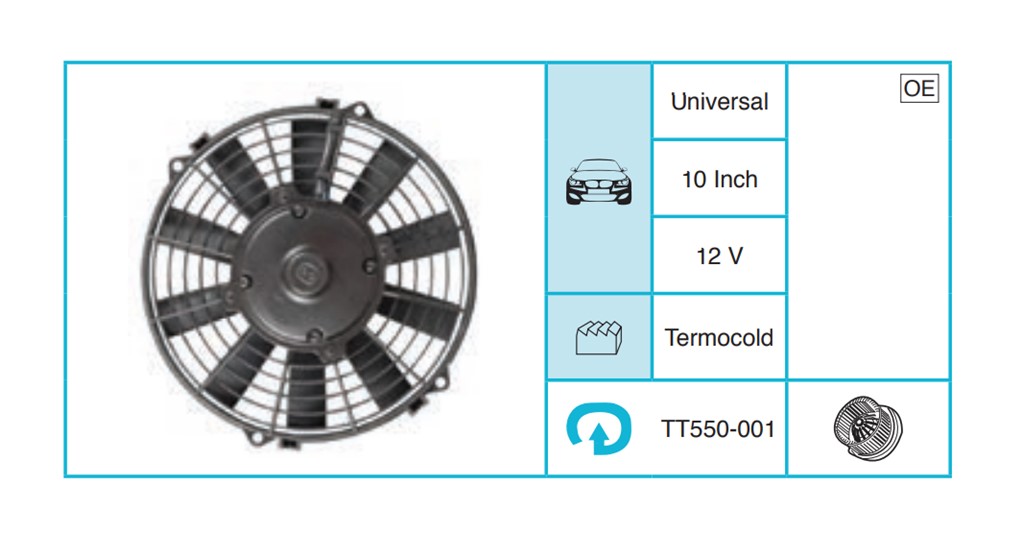 UNIVERSAL 10 Inch 12V Fan TT550-001