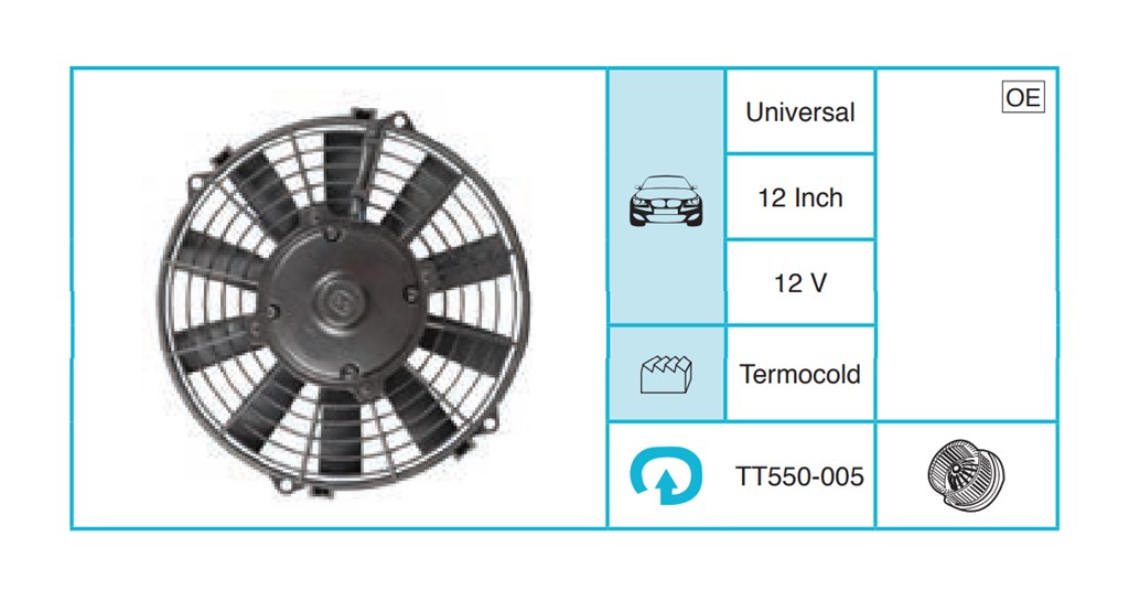 UNIVERSAL 12 Inch 12 V Fan TT550-005