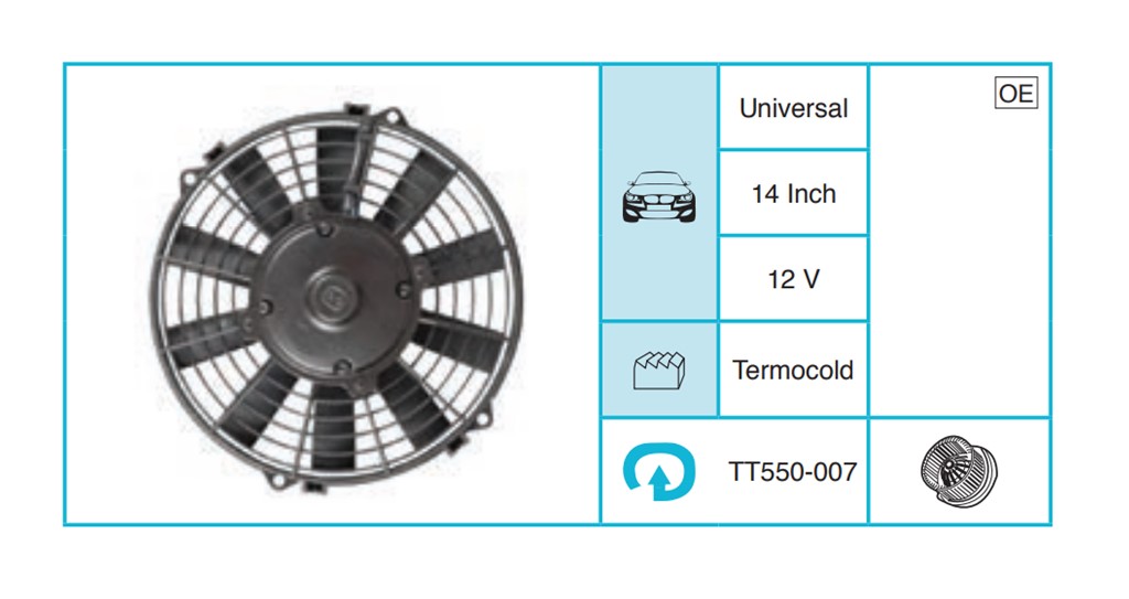 UNIVERSAL 14 Inch 12V Fan TT550-007