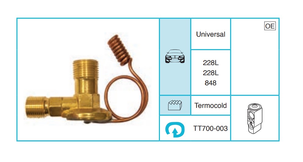 UNIVERSAL 228L 228L 848 Denge Valfi ve Termostat TT700-003