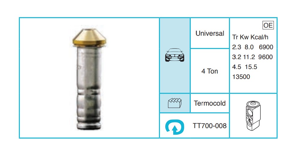 UNIVERSAL 700-008 Denge Valfi ve Termostat TT700-008