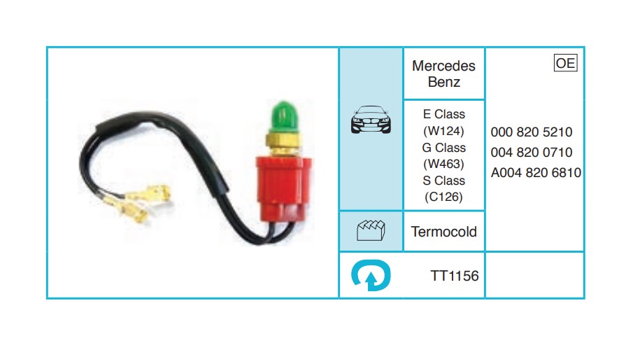 MERCEDES E Class (W124) G Class (W463) S Class (C126) Müşür A004 820 6810