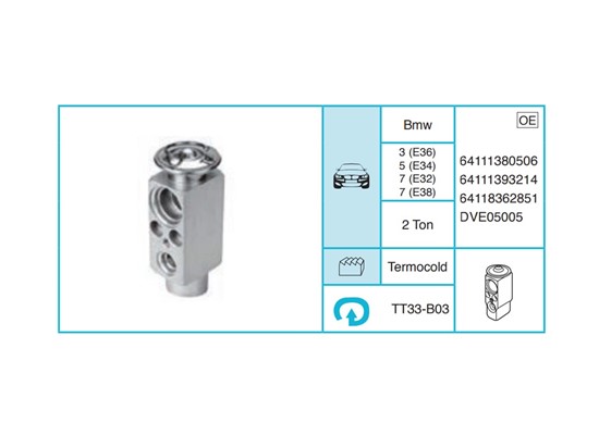 BMW 3 (E36) 5 (E34) 7 (E32) 7 (E38) Ekspansiyon Valf TT33-B03